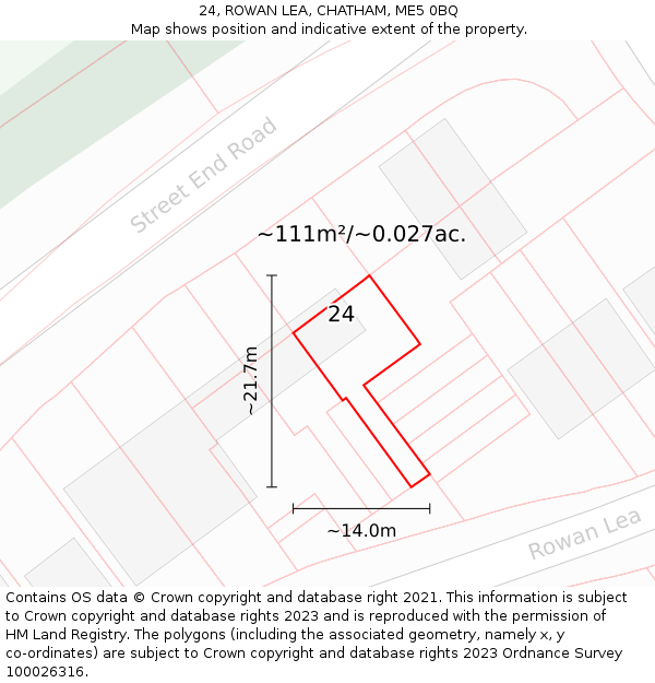 24, ROWAN LEA, CHATHAM, ME5 0BQ: Plot and title map