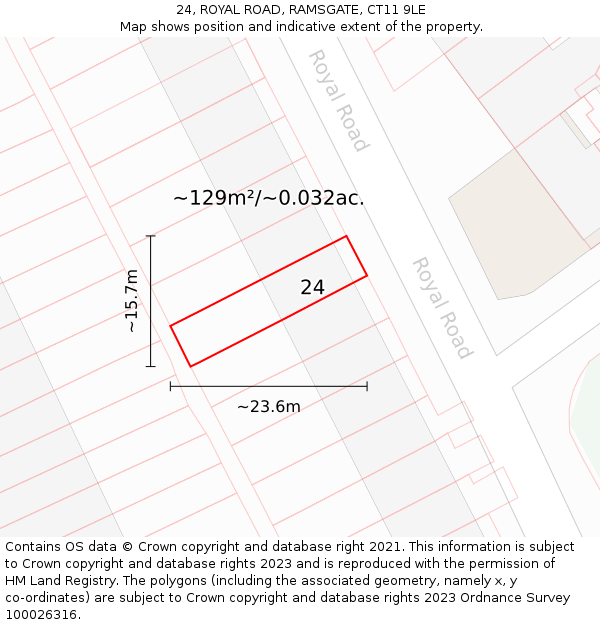 24, ROYAL ROAD, RAMSGATE, CT11 9LE: Plot and title map