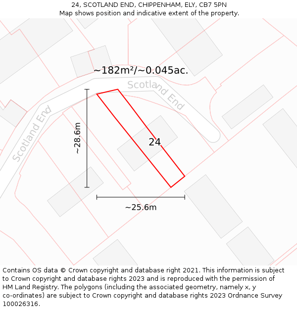 24, SCOTLAND END, CHIPPENHAM, ELY, CB7 5PN: Plot and title map