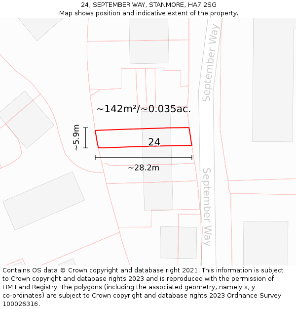 24, SEPTEMBER WAY, STANMORE, HA7 2SG: Plot and title map