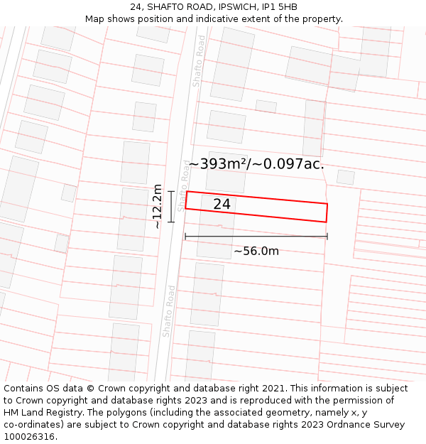 24, SHAFTO ROAD, IPSWICH, IP1 5HB: Plot and title map