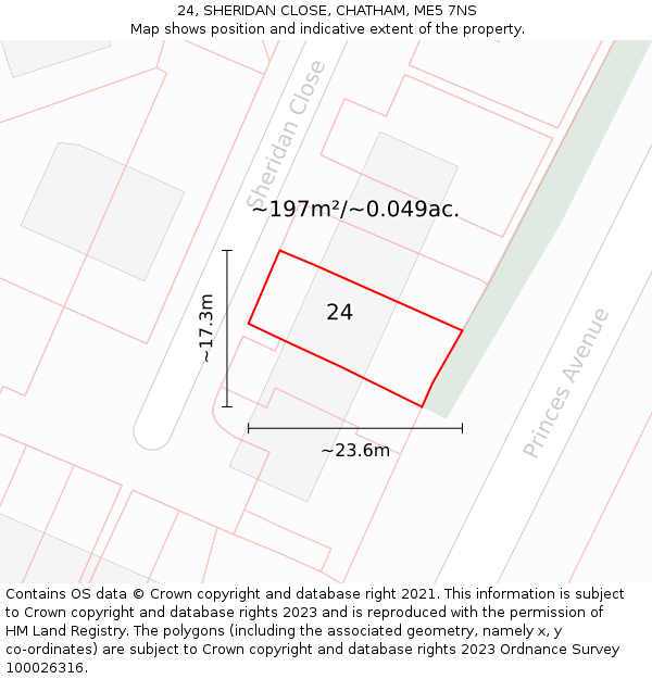 24, SHERIDAN CLOSE, CHATHAM, ME5 7NS: Plot and title map