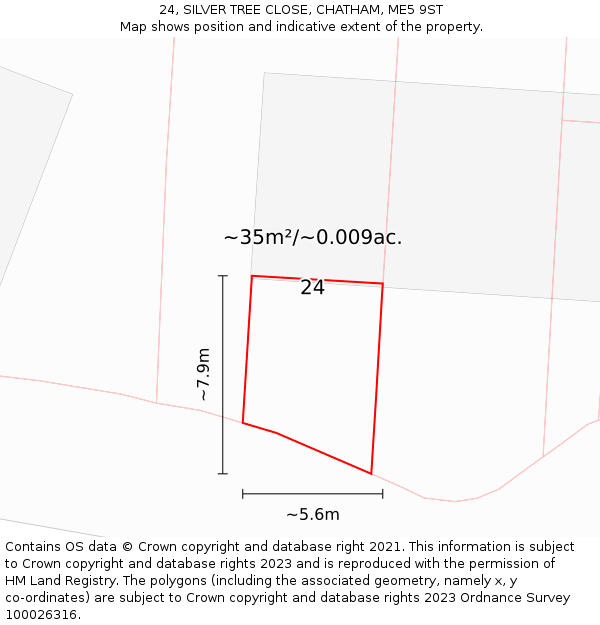 24, SILVER TREE CLOSE, CHATHAM, ME5 9ST: Plot and title map