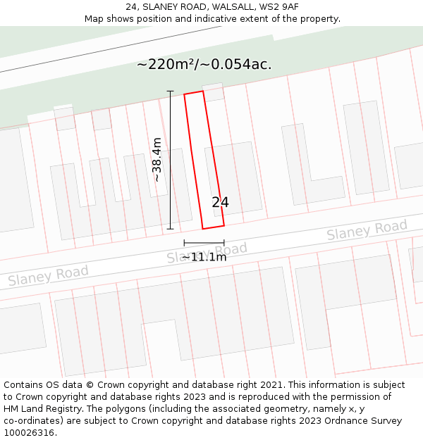 24, SLANEY ROAD, WALSALL, WS2 9AF: Plot and title map