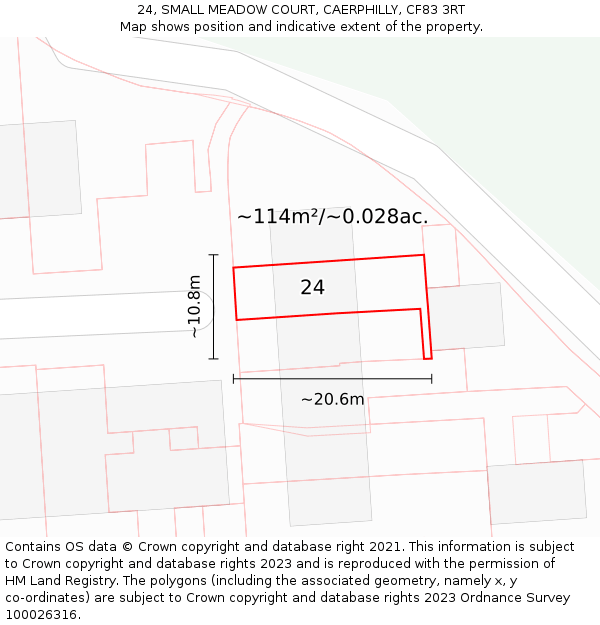 24, SMALL MEADOW COURT, CAERPHILLY, CF83 3RT: Plot and title map