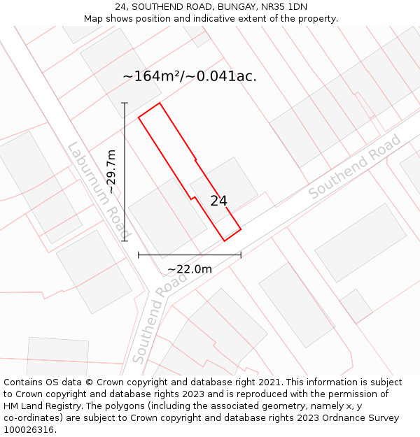 24, SOUTHEND ROAD, BUNGAY, NR35 1DN: Plot and title map