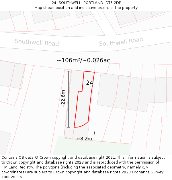 24, SOUTHWELL, PORTLAND, DT5 2DP: Plot and title map