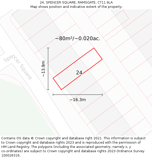 24, SPENCER SQUARE, RAMSGATE, CT11 9LA: Plot and title map