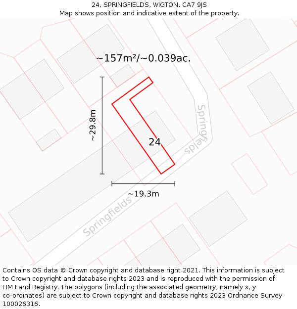 24, SPRINGFIELDS, WIGTON, CA7 9JS: Plot and title map
