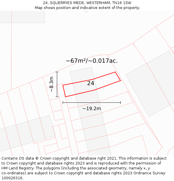 24, SQUERRYES MEDE, WESTERHAM, TN16 1SW: Plot and title map