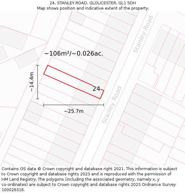 24, STANLEY ROAD, GLOUCESTER, GL1 5DH: Plot and title map
