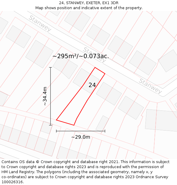 24, STANWEY, EXETER, EX1 3DR: Plot and title map