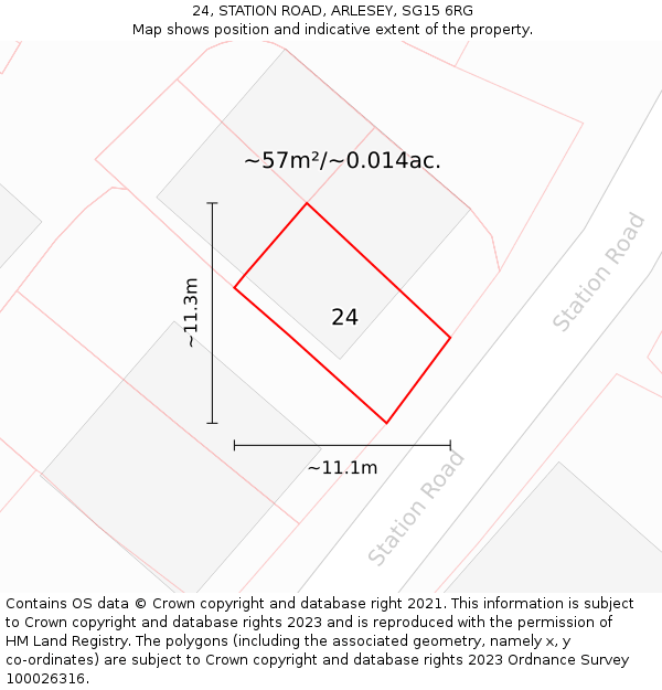 24, STATION ROAD, ARLESEY, SG15 6RG: Plot and title map