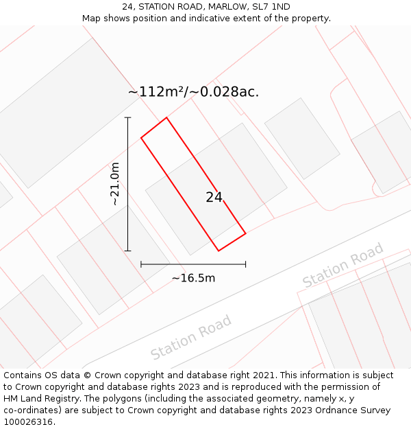 24, STATION ROAD, MARLOW, SL7 1ND: Plot and title map