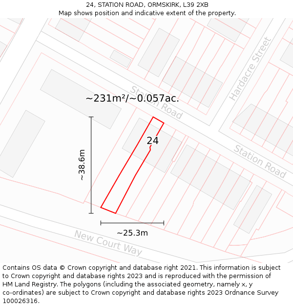24, STATION ROAD, ORMSKIRK, L39 2XB: Plot and title map