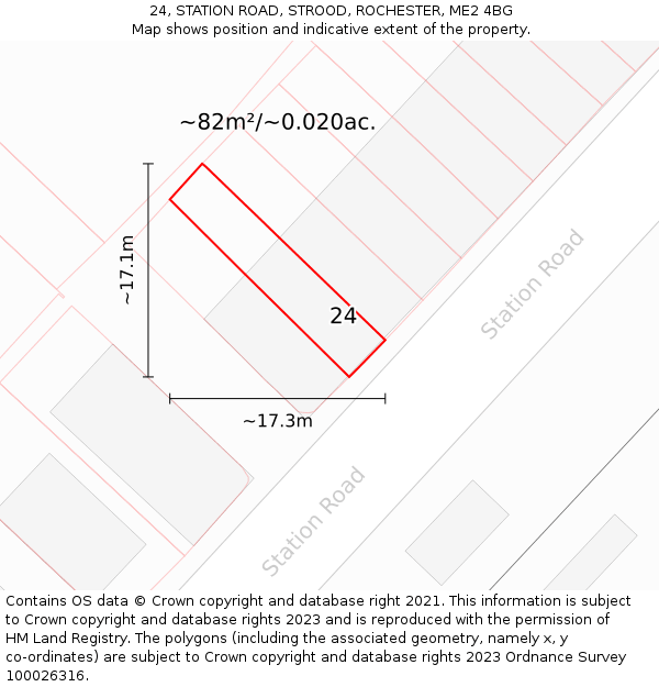 24, STATION ROAD, STROOD, ROCHESTER, ME2 4BG: Plot and title map