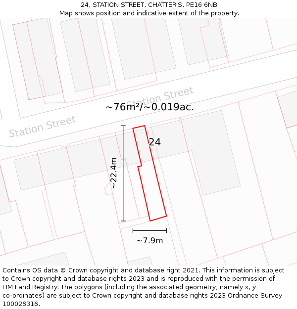 24, STATION STREET, CHATTERIS, PE16 6NB: Plot and title map