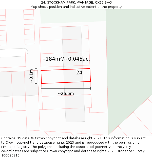 24, STOCKHAM PARK, WANTAGE, OX12 9HG: Plot and title map