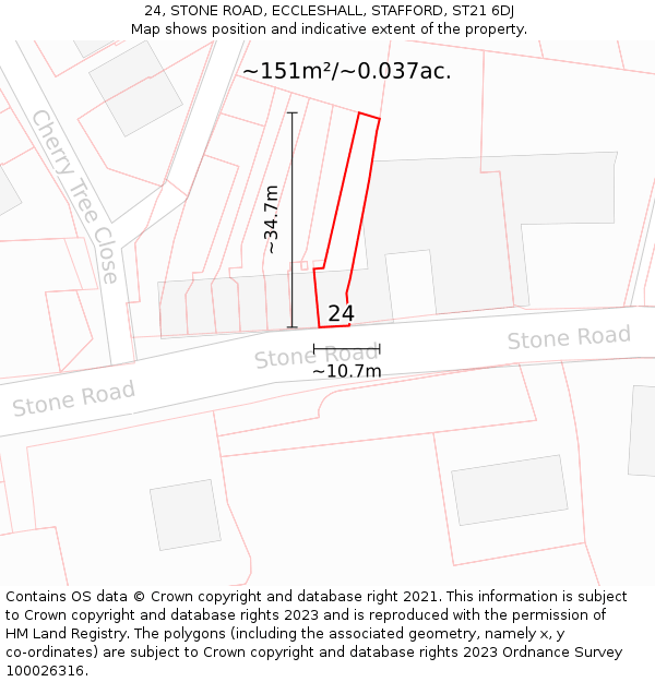 24, STONE ROAD, ECCLESHALL, STAFFORD, ST21 6DJ: Plot and title map