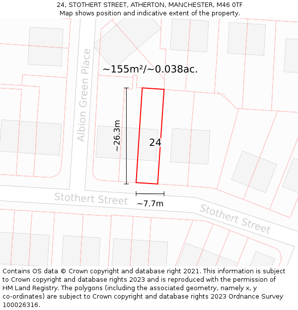 24, STOTHERT STREET, ATHERTON, MANCHESTER, M46 0TF: Plot and title map
