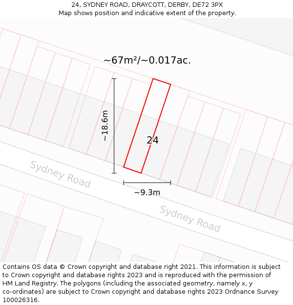 24, SYDNEY ROAD, DRAYCOTT, DERBY, DE72 3PX: Plot and title map