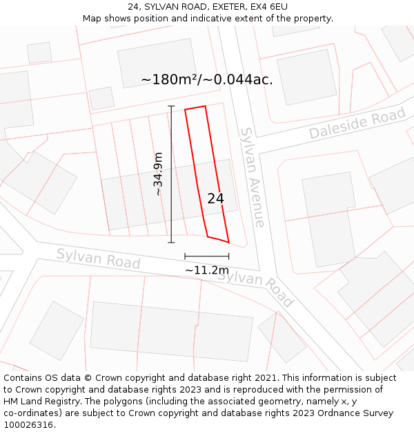 24, SYLVAN ROAD, EXETER, EX4 6EU: Plot and title map