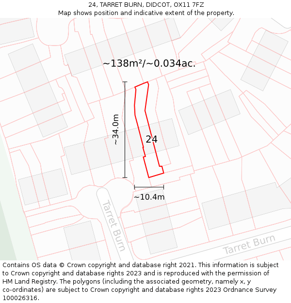 24, TARRET BURN, DIDCOT, OX11 7FZ: Plot and title map
