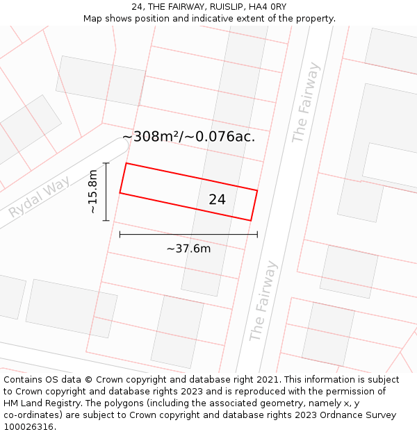 24, THE FAIRWAY, RUISLIP, HA4 0RY: Plot and title map