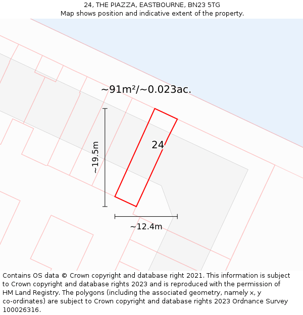 24, THE PIAZZA, EASTBOURNE, BN23 5TG: Plot and title map