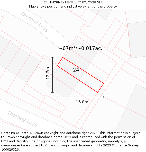 24, THORNEY LEYS, WITNEY, OX28 5LR: Plot and title map