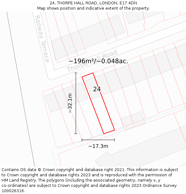 24, THORPE HALL ROAD, LONDON, E17 4DN: Plot and title map