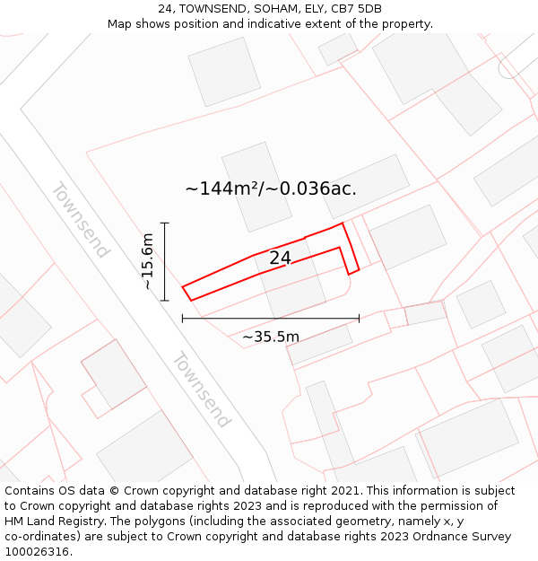 24, TOWNSEND, SOHAM, ELY, CB7 5DB: Plot and title map