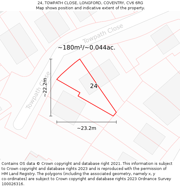 24, TOWPATH CLOSE, LONGFORD, COVENTRY, CV6 6RG: Plot and title map