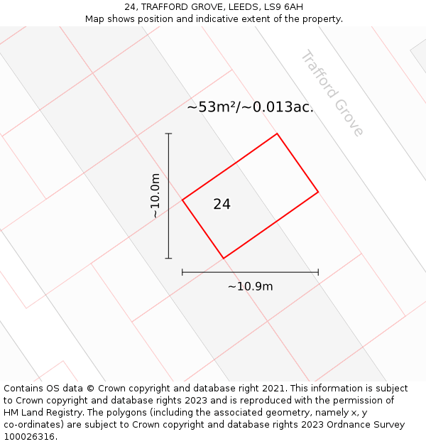 24, TRAFFORD GROVE, LEEDS, LS9 6AH: Plot and title map