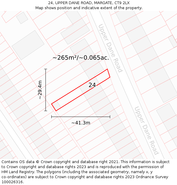 24, UPPER DANE ROAD, MARGATE, CT9 2LX: Plot and title map