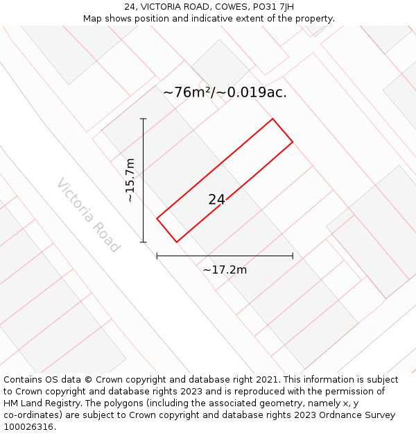 24, VICTORIA ROAD, COWES, PO31 7JH: Plot and title map