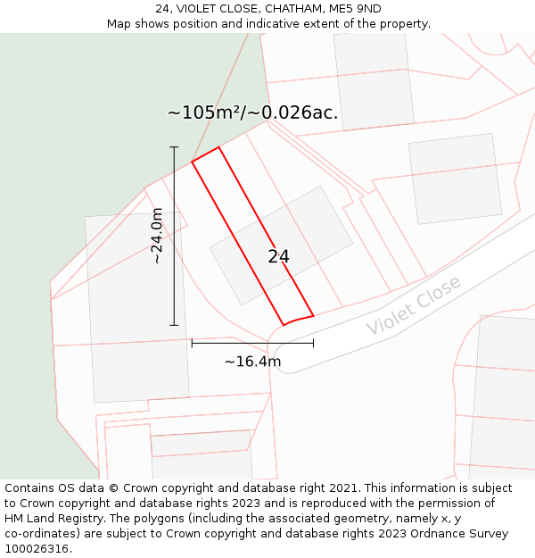 24, VIOLET CLOSE, CHATHAM, ME5 9ND: Plot and title map