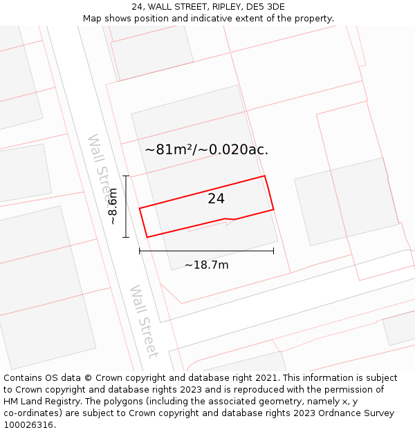 24, WALL STREET, RIPLEY, DE5 3DE: Plot and title map