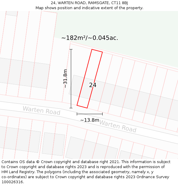 24, WARTEN ROAD, RAMSGATE, CT11 8BJ: Plot and title map