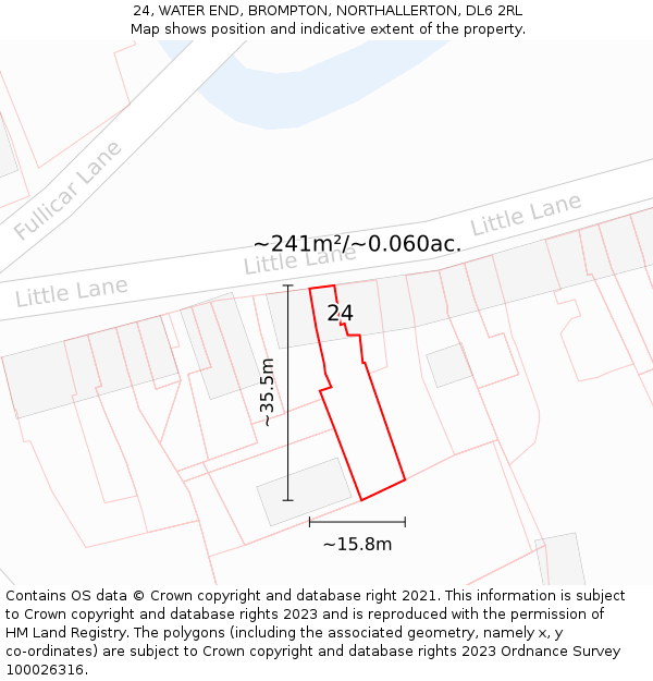 24, WATER END, BROMPTON, NORTHALLERTON, DL6 2RL: Plot and title map