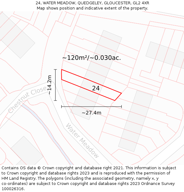24, WATER MEADOW, QUEDGELEY, GLOUCESTER, GL2 4XR: Plot and title map