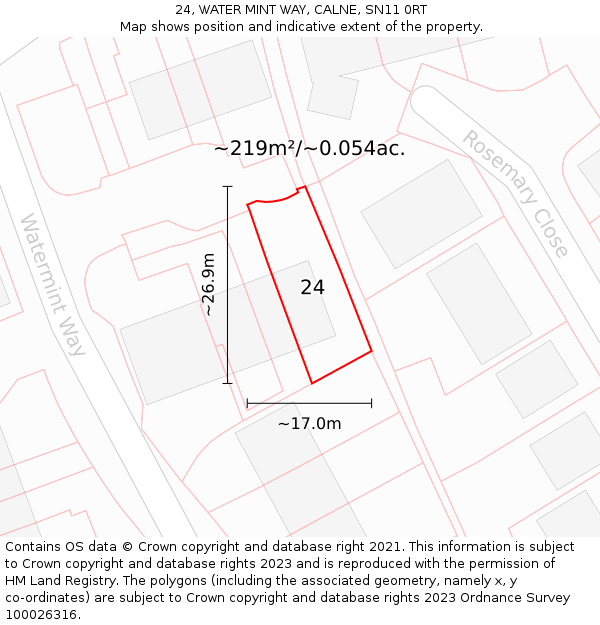 24, WATER MINT WAY, CALNE, SN11 0RT: Plot and title map