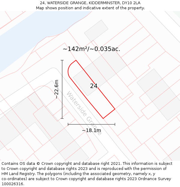 24, WATERSIDE GRANGE, KIDDERMINSTER, DY10 2LA: Plot and title map