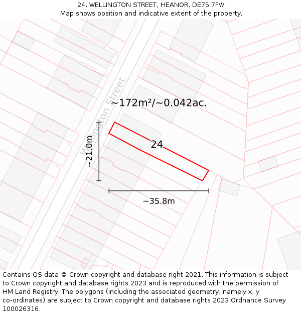 24, WELLINGTON STREET, HEANOR, DE75 7FW: Plot and title map
