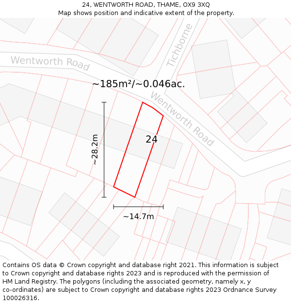 24, WENTWORTH ROAD, THAME, OX9 3XQ: Plot and title map