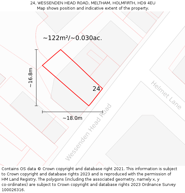 24, WESSENDEN HEAD ROAD, MELTHAM, HOLMFIRTH, HD9 4EU: Plot and title map