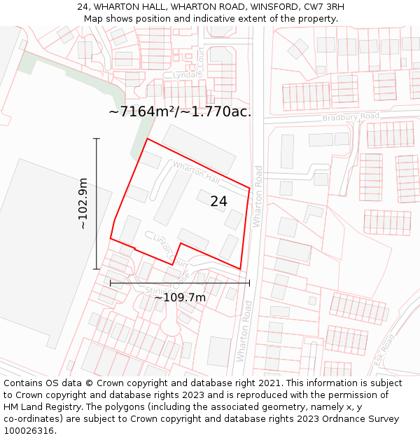 24, WHARTON HALL, WHARTON ROAD, WINSFORD, CW7 3RH: Plot and title map