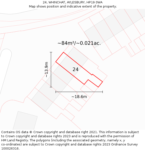 24, WHINCHAT, AYLESBURY, HP19 0WA: Plot and title map