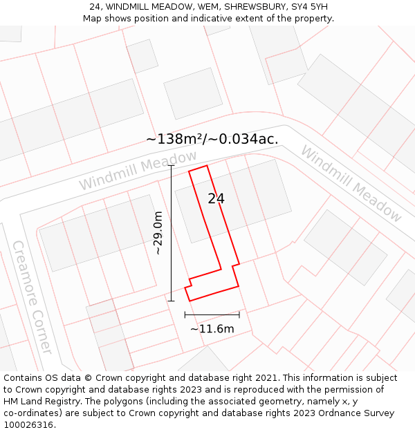 24, WINDMILL MEADOW, WEM, SHREWSBURY, SY4 5YH: Plot and title map