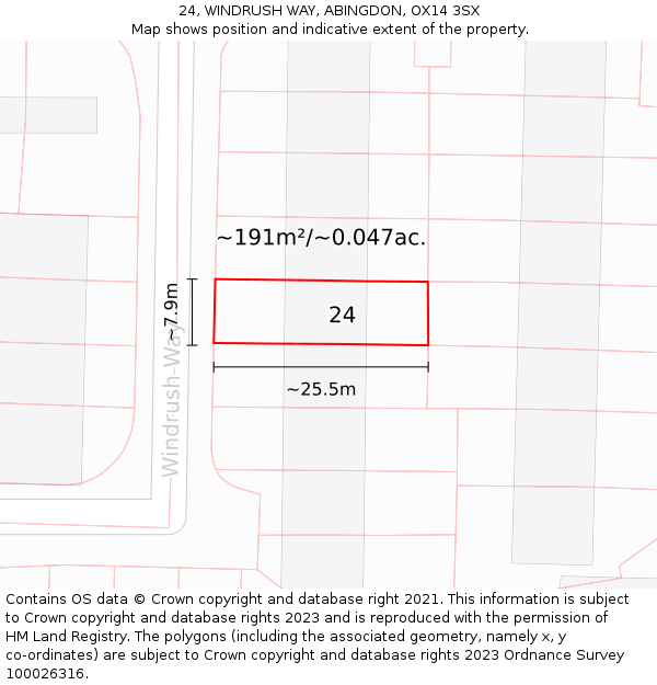 24, WINDRUSH WAY, ABINGDON, OX14 3SX: Plot and title map